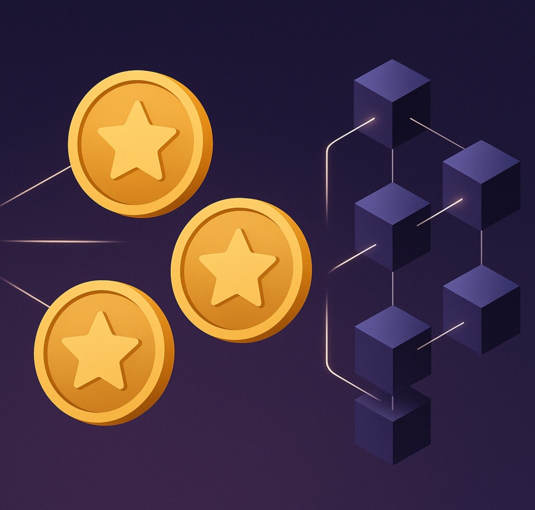Illustration of token rewards lifecycle from user event to redemption.